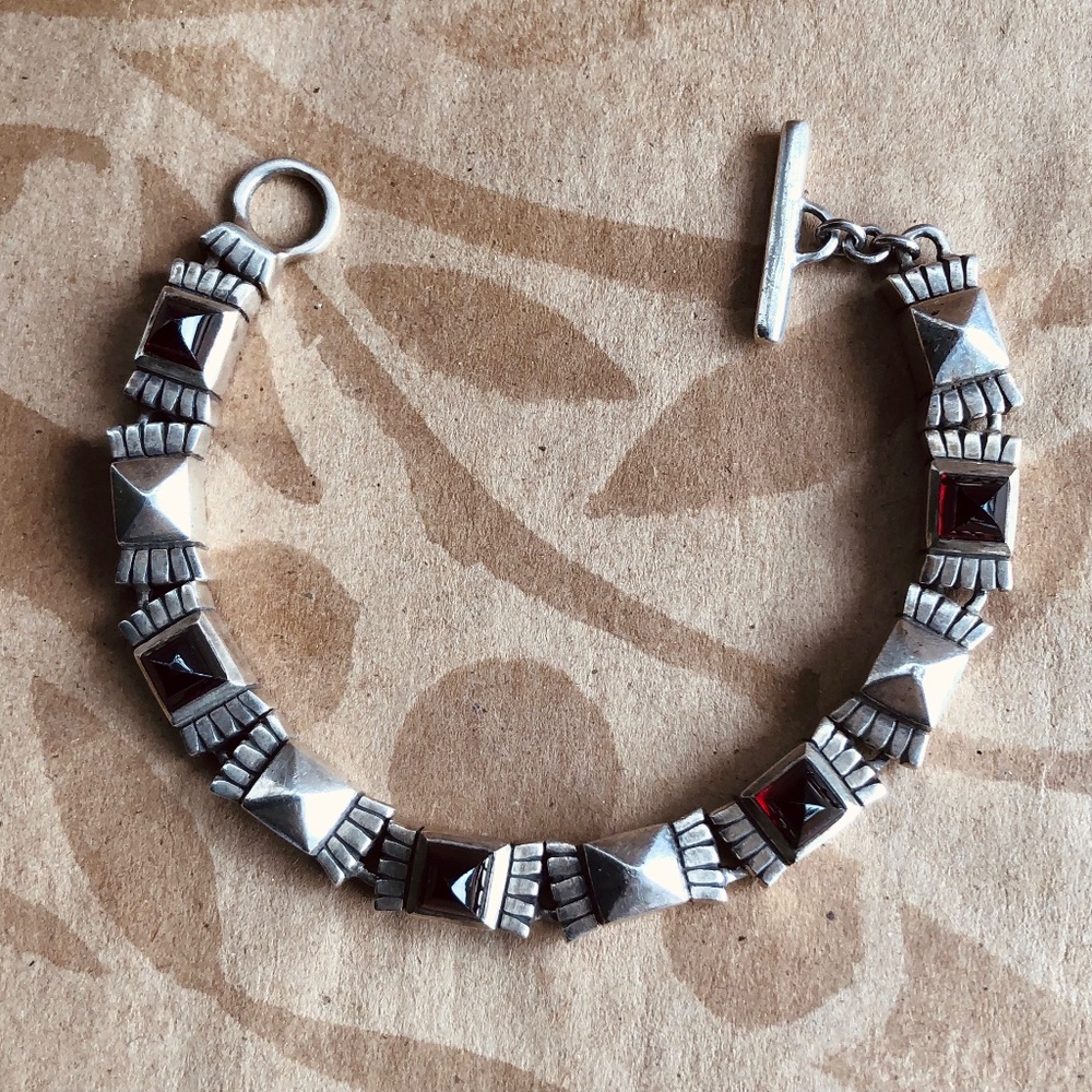 Lisa Jenks Silver and Carnelian Bracelet Vintage